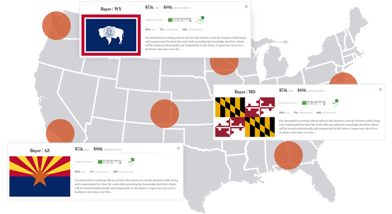 Image previewing the financial advisor marketplace for buyers & sellers from APBOE. 